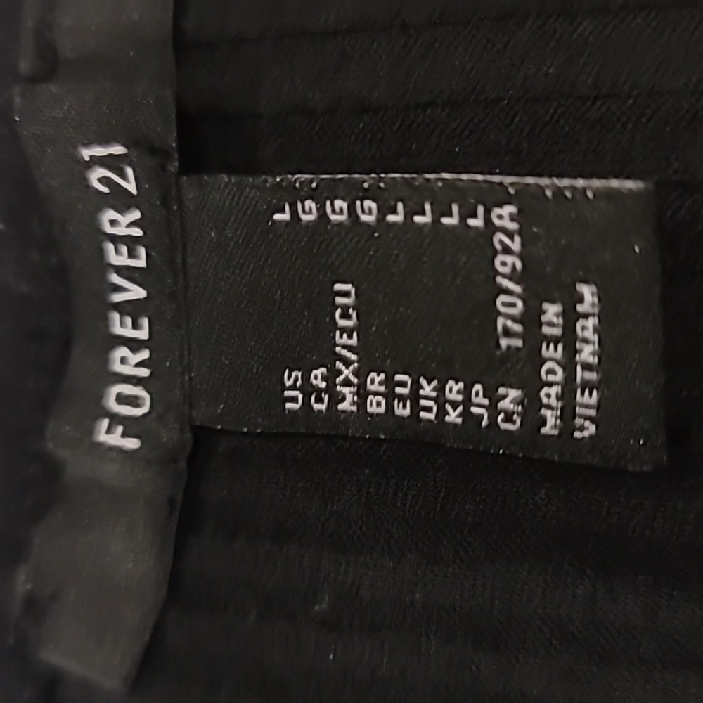 Forever 21 Lace Up Ribbed Bodysuit Top Black Large - Picture 10 of 12